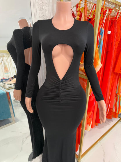 Soraya Ruched Maxi Dress Black