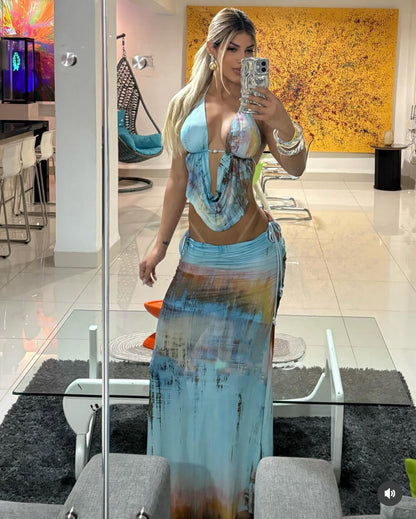 Sunset  Skirt Set Blue