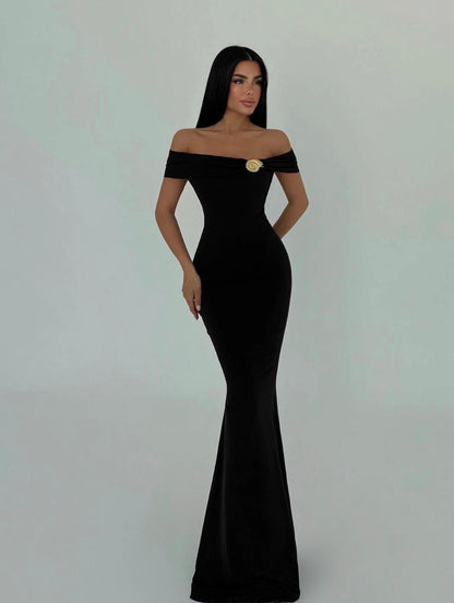 Siren Sways Ruched Maxi Dress Black