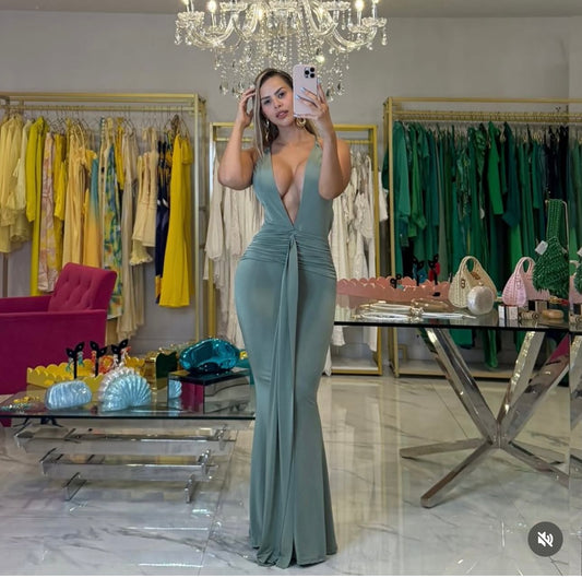 Dana Ruched Maxi Dress Green