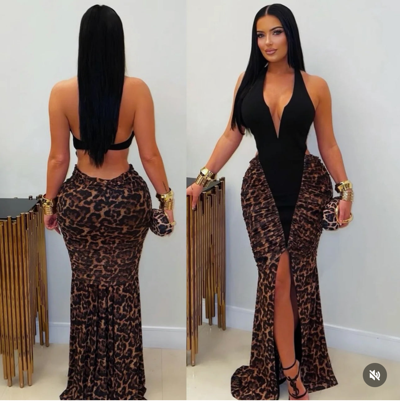 Noir Beauty Maxi Dress Animal Print