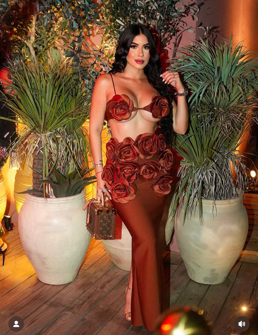 Rosas Skirt Set Bronce