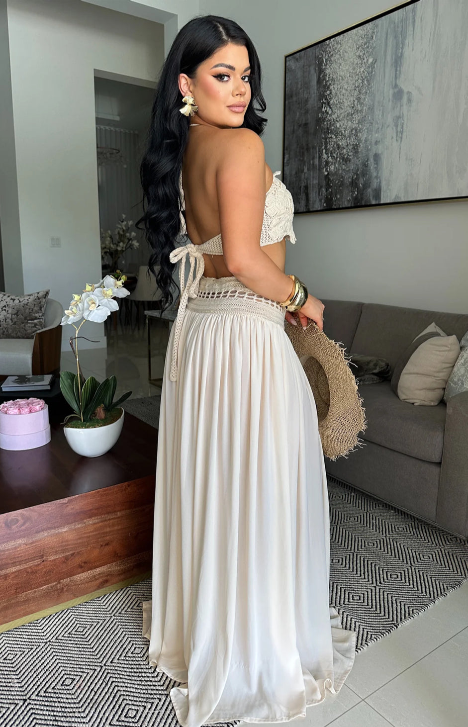 Bora-Bora Beige Torchon Skirt Set