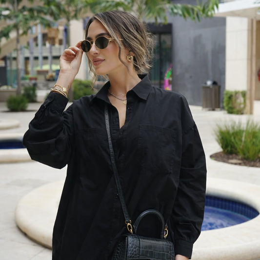 Urban Explorer Oversized Blouse Mini Dress Black