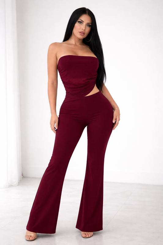 Happy Hour Jumpsuit Red Wine