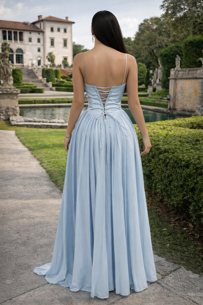Elegance Satin Maxi Dress Blue