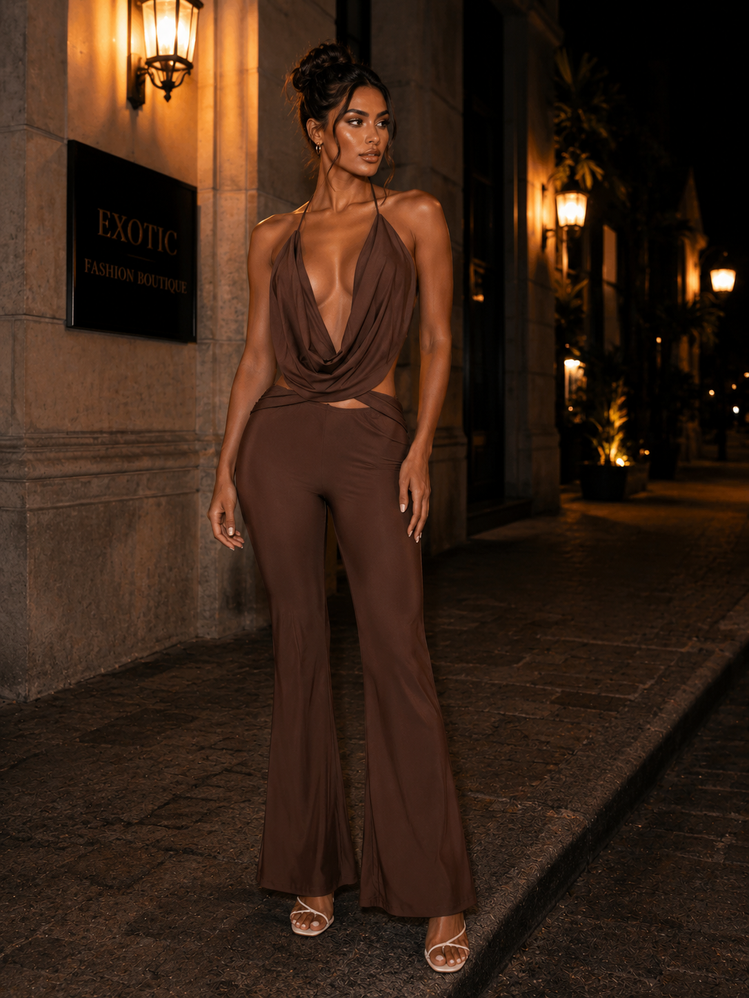 DressAll Around Me Jumpsuit Brown