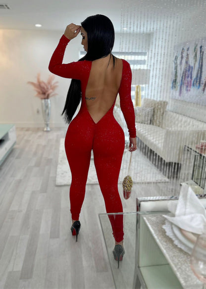 Light Night Party Jumpsuit Red