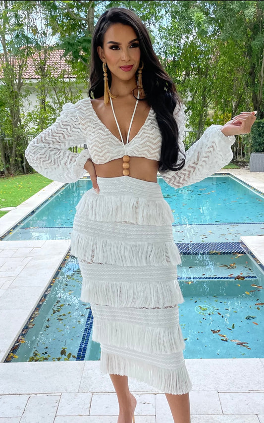 Just Having My Fun Skirt Set White