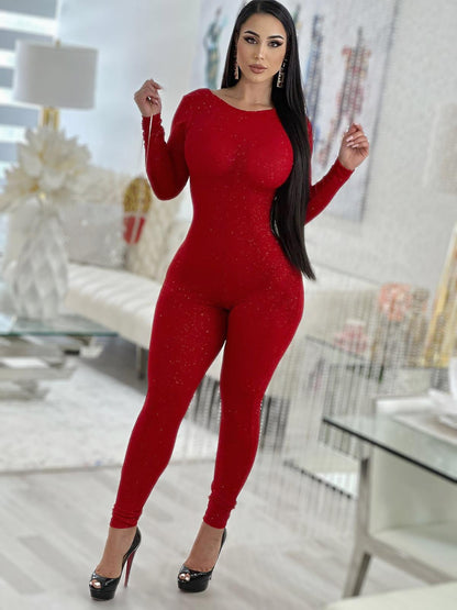 Light Night Party Jumpsuit Red