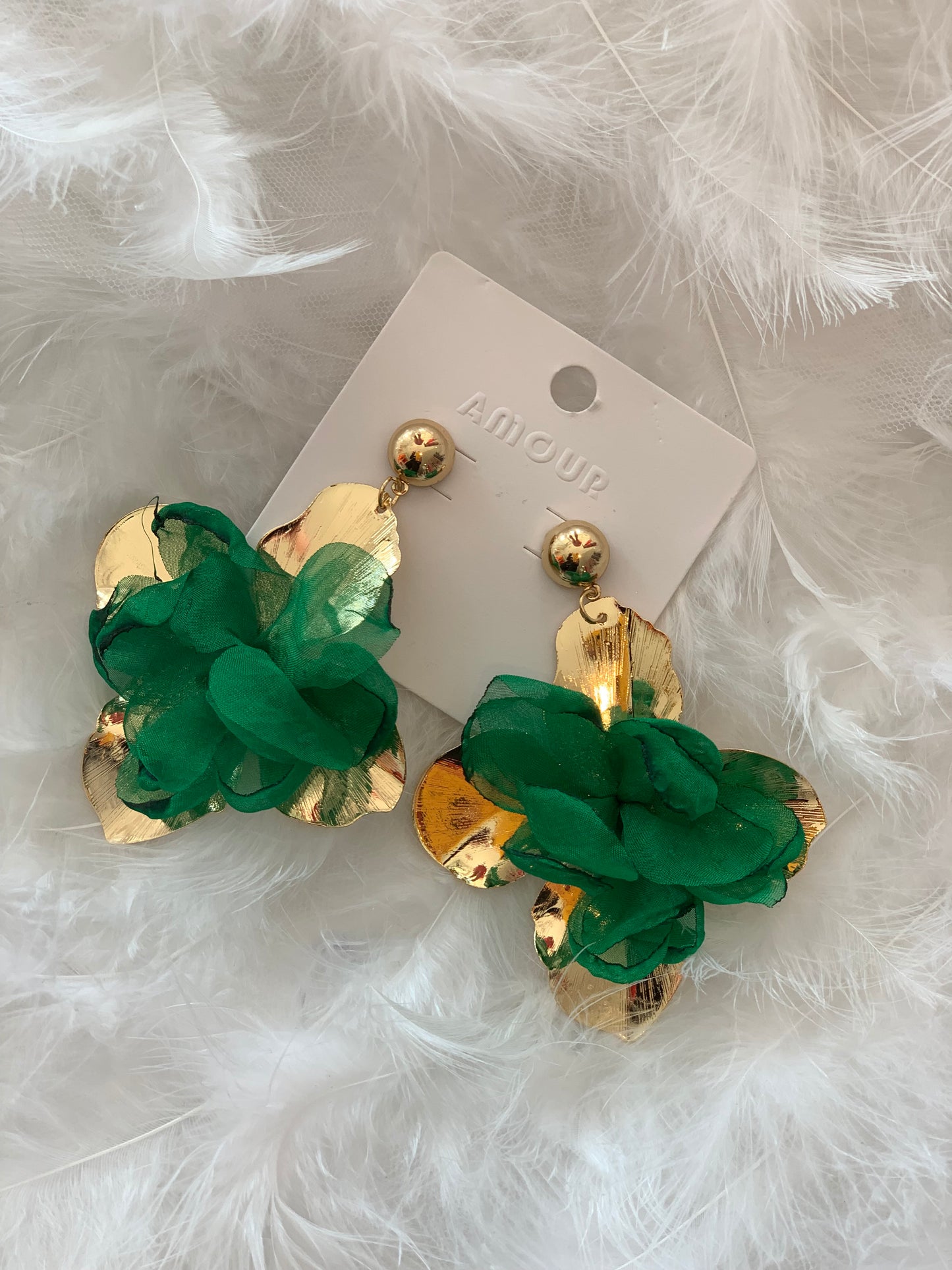 Green Flowers Earrings