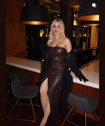 Lulu Leather Maxi Dress Brown